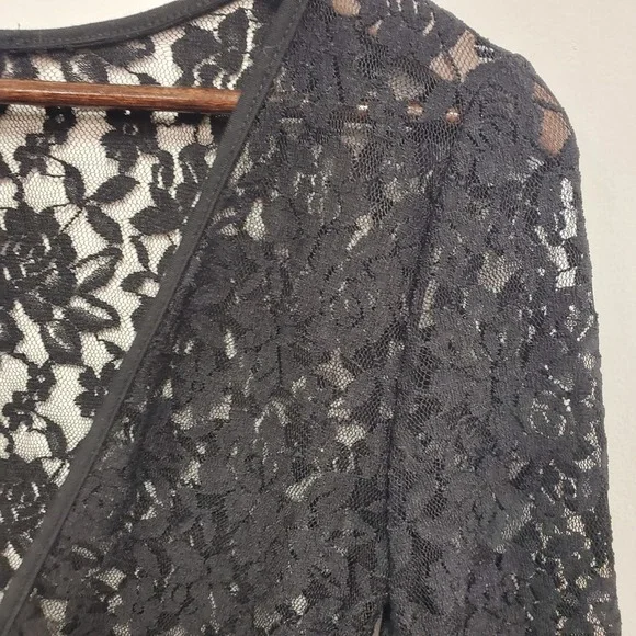 Zeagoo Women Lace Fairy Grunge Open Front Top Size XS Black Gothic Dark Romantic - Picture 2 of 10